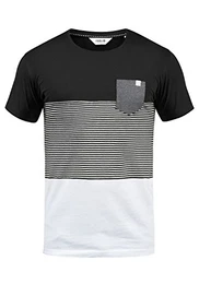 !Solid Malte Herren T-Shirt Kurzarm Shirt Mit Streifen Und Rundhals, Größe:L, Farbe:Black (9000)