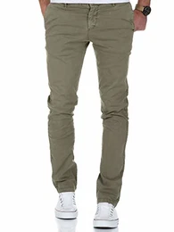 Herren Vintage Slim Fit Stretch Chino Hose Jeans 7011 Olive Vintage W32/L32