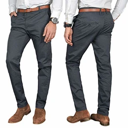 A. Salvarini Herren Designer Business Chino Hose Chinohose Regular Fit AS-095 [AS-095 - Anthrazit - W30 L30]
