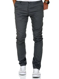 Herren Slim Fit Stretch Chino Hose Jeans 7100 Anthrazit W32/L32