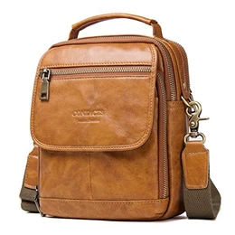 Echtes Leder Herren iPad Tab Messenger Crossbody Tasche Handtasche (Braun)