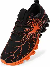 Herren Sportschuhe Schnürschuhe Atmungsaktiv Moderne Freizeit Sneaker Schuhe Outdoor Laufschuhe Low-Top Bequeme Turnschuhe Gymnastikschuhe Männer Jungen Orange Schwarz 43 EU (44 Asien)