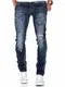 Amaci&Sons Herren Strech Destroyed Slim Fit Denim Jeans Hose 7500 Mittelblau W32/L32