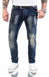 Designer Herren Jeans Hose Stretch Jeanshose Basic Slim Fit [RC-2117 - Blue Vintage - W29 L30]