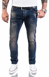Designer Herren Jeans Hose Stretch Jeanshose Basic Slim Fit [RC-2116 - Blue Vintage - W32 L32]