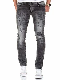 Herren Strech Destroyed Slim Fit Denim Jeans Hose 7500 Grau W32/L32