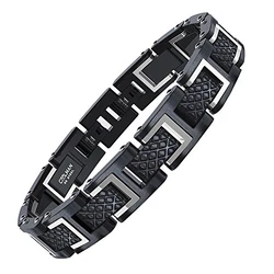 COOLMAN Herren Armband Rennlegende-Serie Silber/Schwarz
