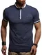 Leif Nelson Herren Männer Polo T-Shirt Kurzarmshirt Sweatshirt Crew Neck Rundkragen Sommer Kurzarm Longsleeve modern Basic Shirt Freizeit Hemd Baumwolle-Anteil LN1280; Größe M, Dunkel Blau