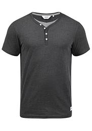 !Solid Dorian Herren T-Shirt Kurzarm Shirt Mit Grandad-Kragen, Größe:M, Farbe:Med Grey M (8254)