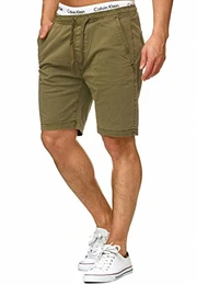 Herren Kelowna Chino Shorts mit 4 Taschen & Kordel aus 98% Baumwolle Kurze Hose Regular Fit Bermudas Sommerhose Herrenshorts Short Men Pants Chinohose für Männer Army M