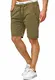 Indicode Herren Kelowna Chino Shorts mit 4 Taschen & Kordel aus 98% Baumwolle   Kurze Hose Regular Fit Bermudas Sommerhose Herrenshorts Short Men Pants Chinohose für Männer Army M