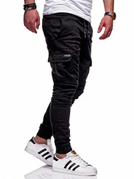 Herren Cargo Chinohose Jogger Hose JN-3839 [Schwarz, W32]