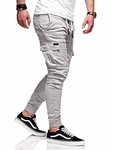 Rello & Reese Herren Cargo Chinohose Jogger Hose JN-3839 Grau (JN-3839) Rello & Reese Herren Cargo Chinohose Jogger Hose JN-3839 Grau (JN-3839)