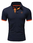 Amaci&Sons Herren Poloshirt Basic Kontrast Stickerei T-Shirt (5103) MEMPHIS Navyblau/Orange Amaci&Sons Herren Poloshirt Basic Kontrast Stickerei T-Shirt (5103) MEMPHIS Navyblau/Orange