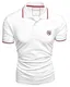 Amaci&Sons Herren Poloshirt Basic Kontrast Stickerei Kurzarm Polohemd T-Shirt 5102 Weiß L