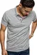 Amaci&Sons Herren Poloshirt Basic Kariert Kontrast Kurzarm Polohemd T-Shirt 5101 Hellgrau M