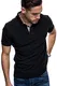 Amaci&Sons Herren Poloshirt Basic Kariert Kontrast Kurzarm Polohemd T-Shirt 5101 Schwarz M