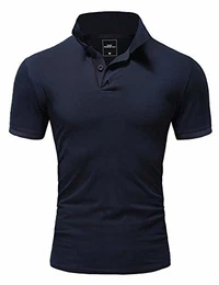 Herren Poloshirt Basic Kontrast Stickerei Kurzarm Polohemd T-Shirt 5102 Navyblau M