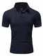 Amaci&Sons Herren Poloshirt Basic Kontrast Stickerei Kurzarm Polohemd T-Shirt 5102 Navyblau M