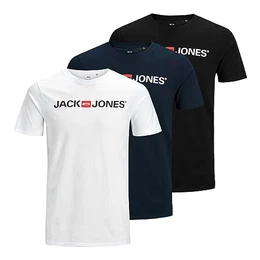 Herren Shirts T-Shirts Logo Tee Crew Neck 3er Pack, Farbe:Mehrfarbig, Artikel:12137126 - black/white/navy blazer, Größe:M