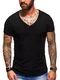 behype. Herren Oversize Kurzarm Basic T-Shirt V-Neck 20-1720 Schwarz M