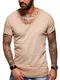 behype. Herren Oversize Kurzarm Basic T-Shirt V-Neck 20-1720 Beige M