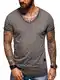 behype. Herren Oversize Kurzarm Basic T-Shirt V-Neck 20-1720 Dunkelgrau M