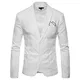 INVACHI Loose fit Herren Leinen Blazer Sakko Anzugjacke mit Zwei Knopf Freizeit, M, Weiß