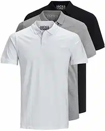 3er Pack Herren Poloshirt Slim Fit Kurzarm schwarz weiß blau grau XS S M L XL XXL Einfarbig Gratis Wäschenetz von B46 (3er Pack Mix7, M)