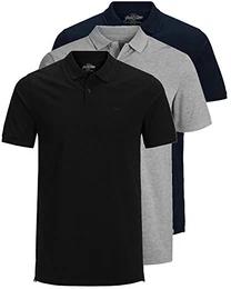 3er Pack Herren Poloshirt Slim Fit Kurzarm schwarz weiß blau grau XS S M L XL XXL 12171776 (3er Pack Farb Mix 4, M)