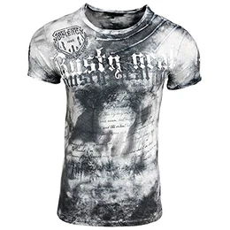 Herren T-Shirt NO Mercy Waschung Washed Rundhals RN-15156-1, Größe:M, Farbe:Grau