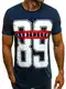 OZONEE Herren T-Shirt T Shirt Tshirt Kurzarm Kurzarmshirt Tee Top Sport Sportswear Rundhals U-Neck Rundhalsausschnitt Aufdruck Motiv Print B/181600 DUNKELBLAU M