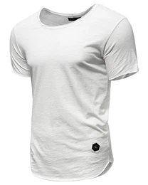 Herren Oversize T-Shirt V-Neck O-202 [Weiß, M]