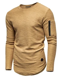 Herren Oversize Sweatshirt Longline Pullover O-203 [Beige, M]