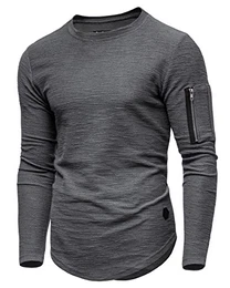 Herren Oversize Sweatshirt Longline Pullover O-203 [Dunkelgrau, M]