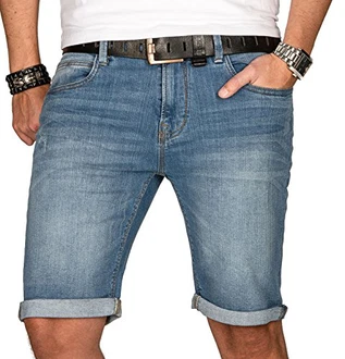 Indicode Herren Sommer Jeans Shorts Kurze Hose Sommerhose Bermuda B556a Hellblau (B556a)