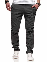 Herren Chino Regular Chinohose mit Elasthananteil Stretch Hose R-3269 [Dunkelgrau, W32/L32]