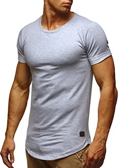 Leif Nelson Herren Sommer T-Shirt Rundhals-Ausschnitt Slim Fit Crew Neck Hoodie-Sweatshirt Kurzarm LN6368 Leif Nelson Herren Sommer T-Shirt Rundhals-Ausschnitt Slim Fit Crew Neck Hoodie-Sweatshirt Kurzarm LN6368