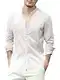 Gemijacka Leinenhemd Herren Regular Fit Langarm Hemd Herren Button-down Freizeithemden aus Leinen und Baumwolle, Weiß, M