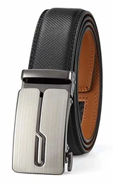 Herren Gürtel,Leder Automatik Gürtel Für Herren Jeans Anzug Gürtel-3,5cm Breite-0013-125-Schwarz
