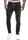 Herren Designer Chino Jeans Hose Basic Stretch Jeanshose Slim Fit W28-W36 Schwarz Risse 5073 W32 L32