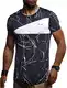 Leif Nelson Herren Sommer T-Shirt Rundhals-Ausschnitt Slim Fit Baumwolle-Anteil Moderner Männer T-Shirt Crew Neck Hoodie-Sweatshirt Kurzarm lang LN920 Dunkel Blau Medium