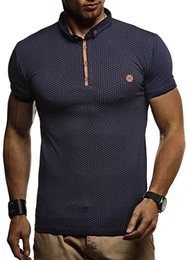 Herren Sommer T-Shirt Polo Kragen Slim Fit Baumwolle-Anteil Basic schwarzes Männer Poloshirts Longsleeve-Sweatshirt Kurzarm Weißes Kurzarmshirts lang LN1295 Dunkel Blau Medium