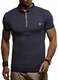 Leif Nelson Herren Sommer T-Shirt Polo Kragen Slim Fit Baumwolle-Anteil Basic schwarzes Männer Poloshirts Longsleeve-Sweatshirt Kurzarm Weißes Kurzarmshirts lang LN1295 Dunkel Blau Medium