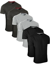 6 Pack Dunkelgraue Schwarz Rundhals Tech T-Shirts (7) Medium