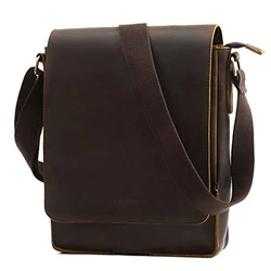 Leathario Herren Umhängetasche Messger Bag Blau