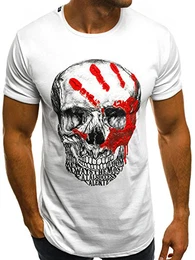Herren T-Shirt T Shirt Tshirt Kurzarm Kurzarmshirt Tee Top Sport Sportswear Rundhals U-Neck Rundhalsausschnitt Unifarbe Basic Einfarbig B/171725 WEIß S