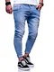 MT Styles Herren Slim Fit Jeans Hose JN-3830 [Hellblau, W32/L32]