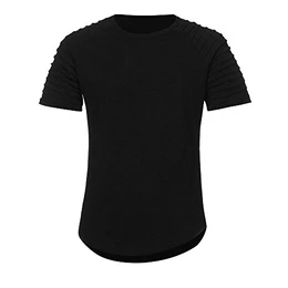 Herren T-Shirts URSING Basic Shirt Rundhalsausschnitt Hip Hop Einfarbig Slim Fit Bluse Kurzarmshirt Casual Tees Sweatshirt Mode Blusen Streetwear Sportlich Sommerkleidung Sommer Tops (M, Schwarz#)
