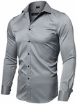 INFLATION Herren Hemd Aus Bambusfaser Slim Fit Grau